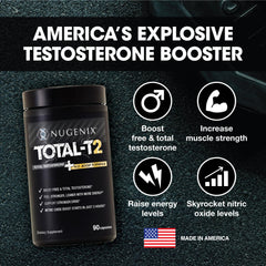 Nugenix Total-T2 capsules in a bottle ready for daily use