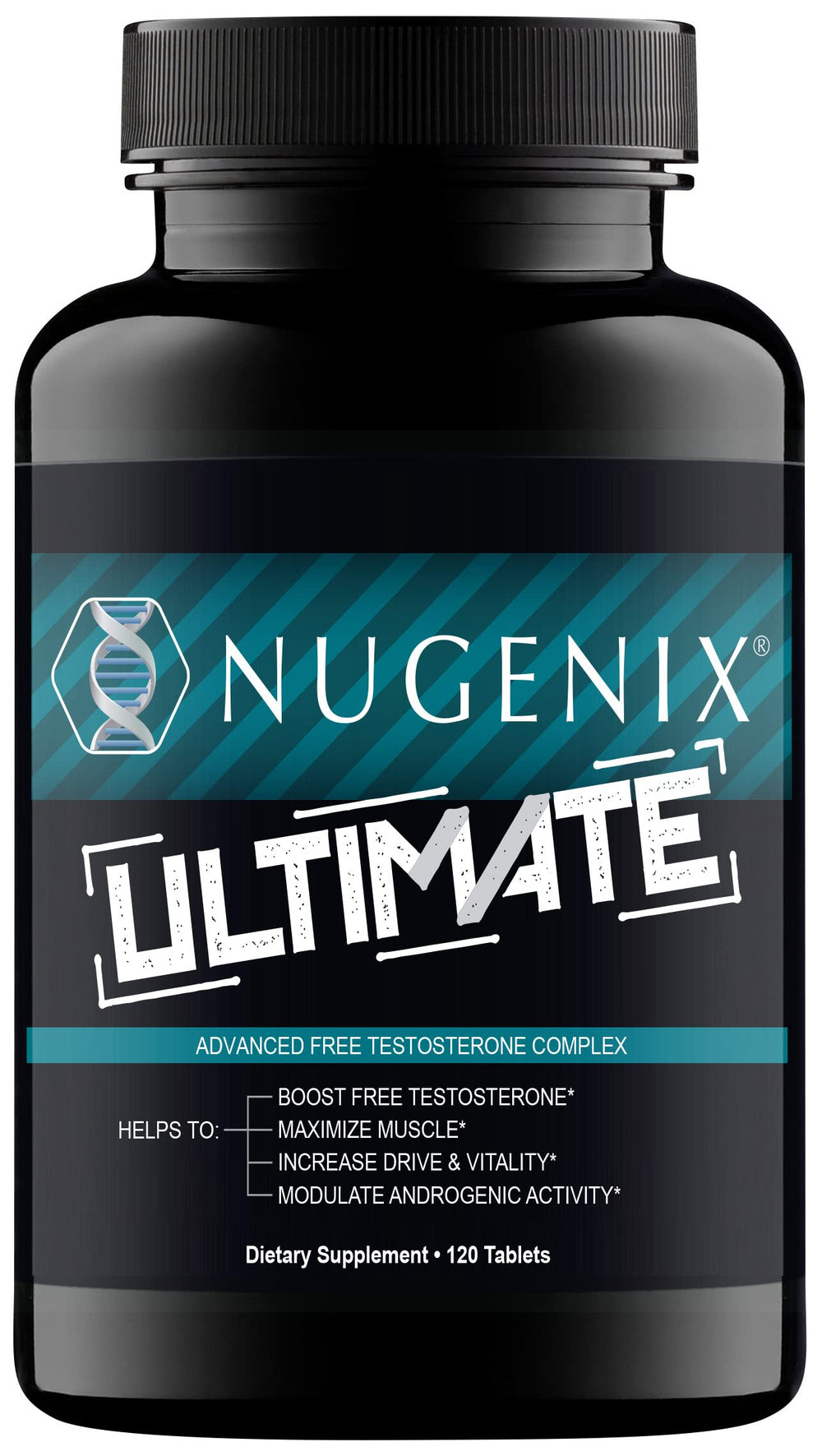 Nugenix Ultimate bottle front view emphasizing daily performance support.