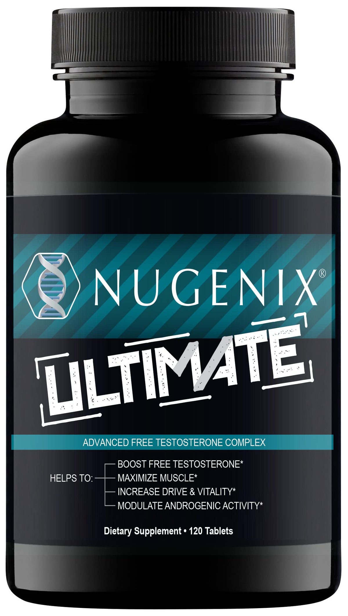 Nugenix Ultimate bottle front view emphasizing daily performance support.