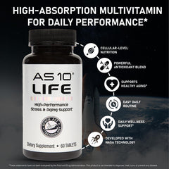 BioRelease technology label on AS10 Life packaging emphasizing rapid absorption