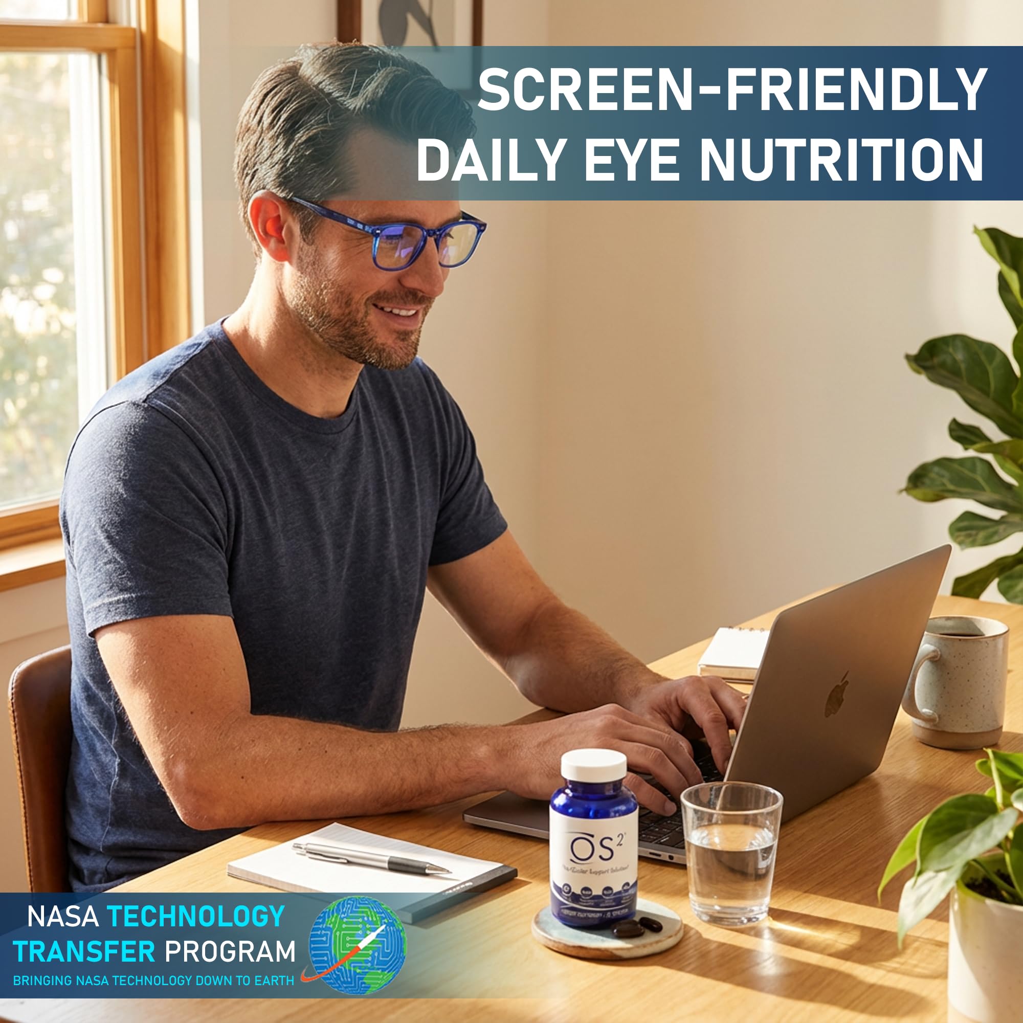 Nugevity OS2 blue-light protection capsules support comfortable screen viewing.