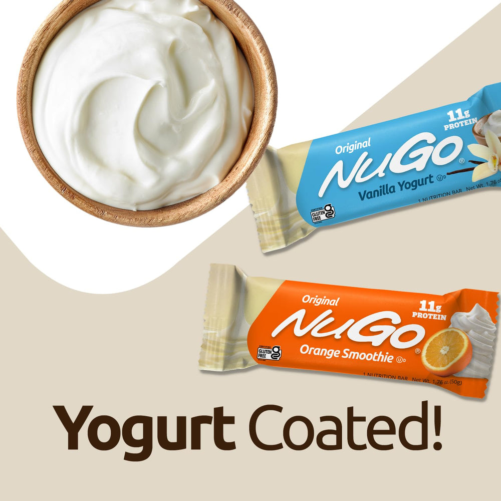 NuGo Dulce de Leche multi-pack, gluten-free protein option.