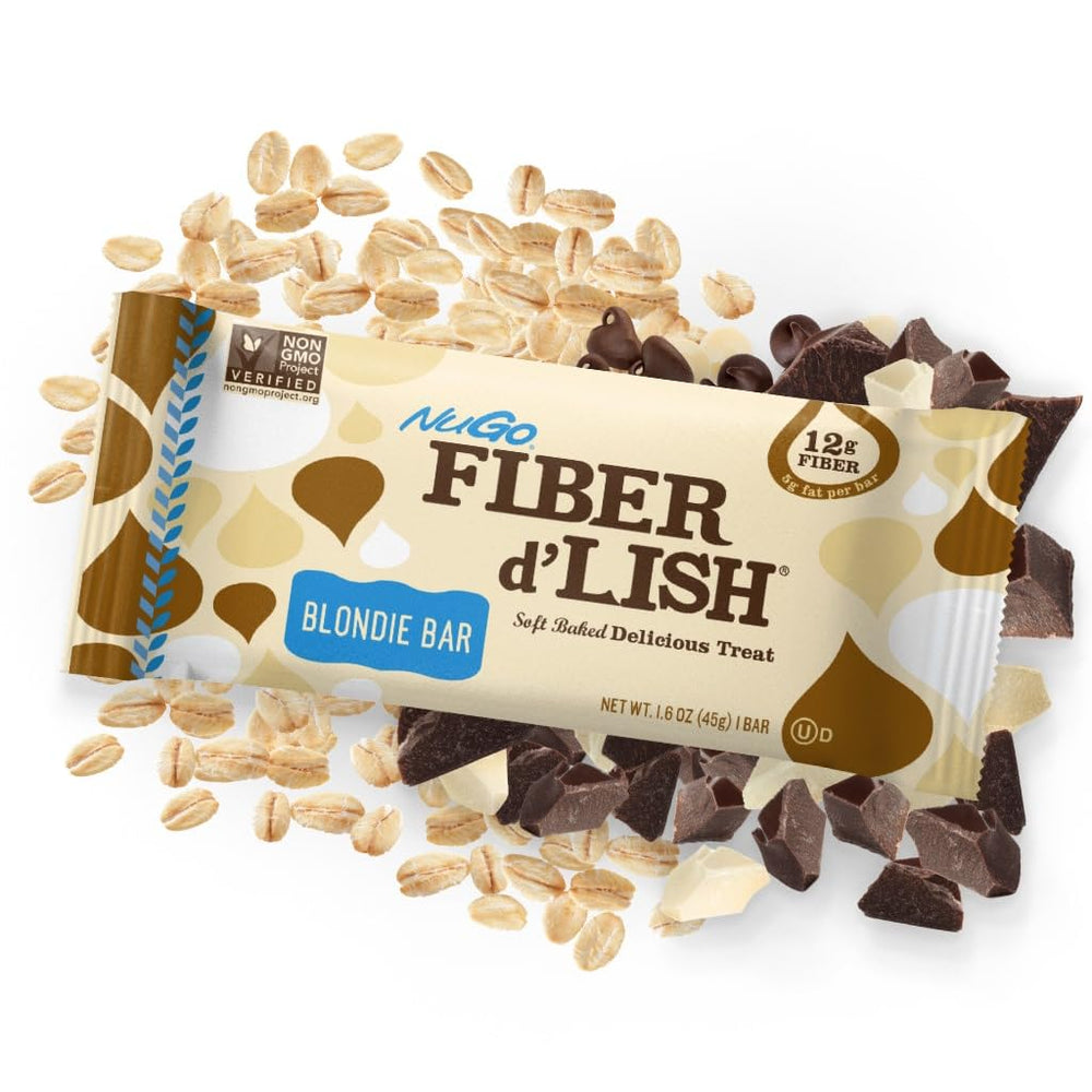 NuGo Fiber d'Lish Blondie snack moment for on-the-go