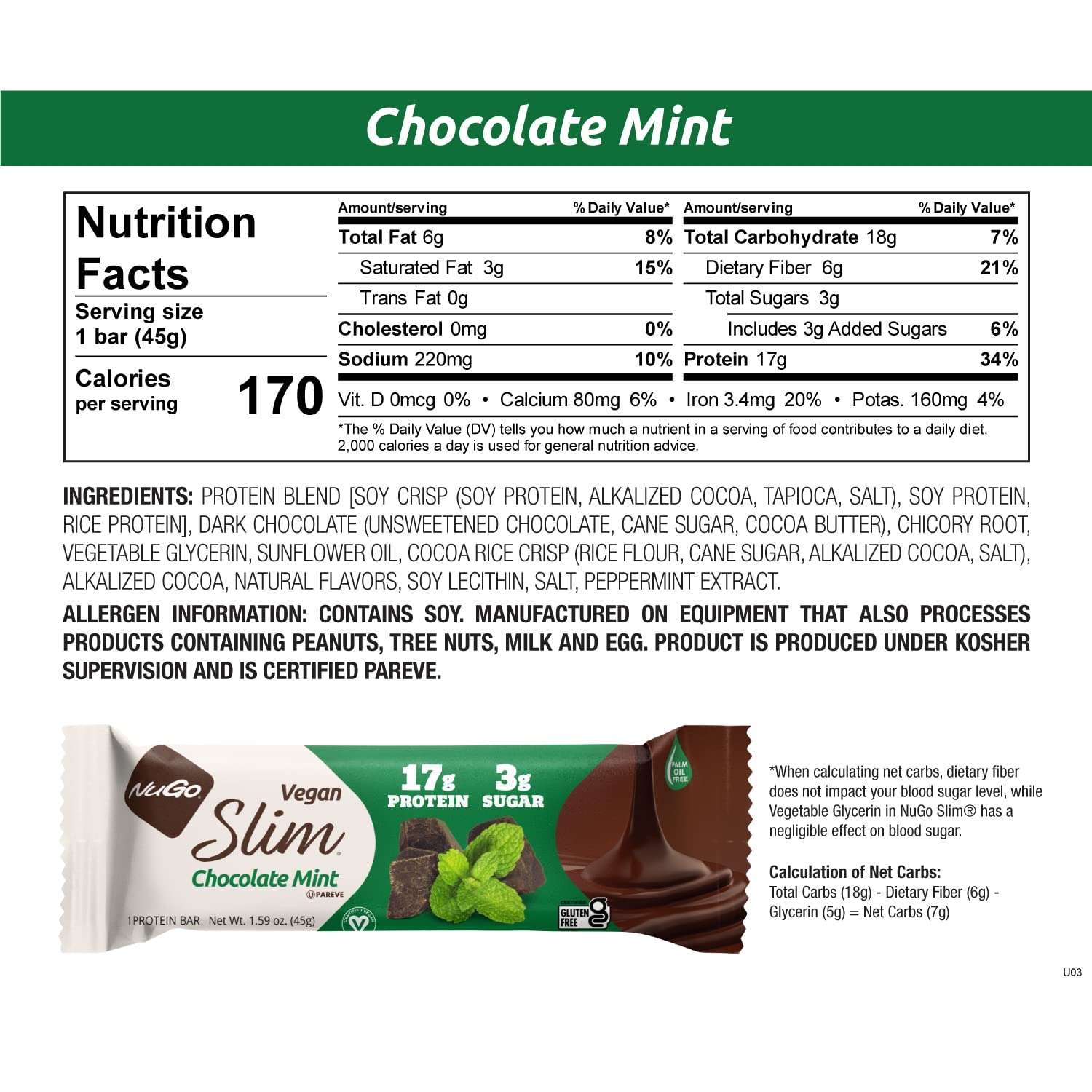 NuGo Slim box packaging—24 bars for on-the-go snacking.