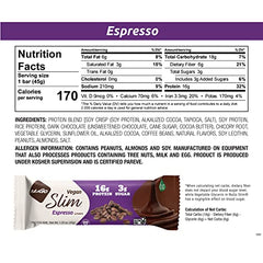 NuGo Slim Dark Chocolate Espresso closeup reveals real dark chocolate and espresso flavor