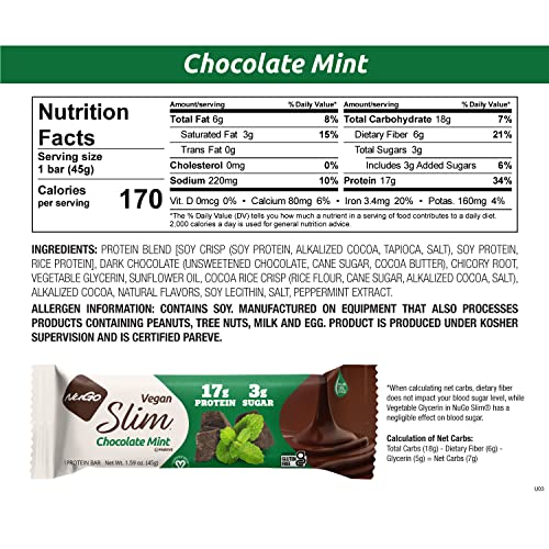 NuGo Slim packaging on white background highlights gluten-free vegan protein.