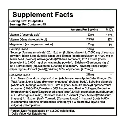 Nukupuns 24-in-1 ingredients close-up highlighting immune-support and holistic wellness.