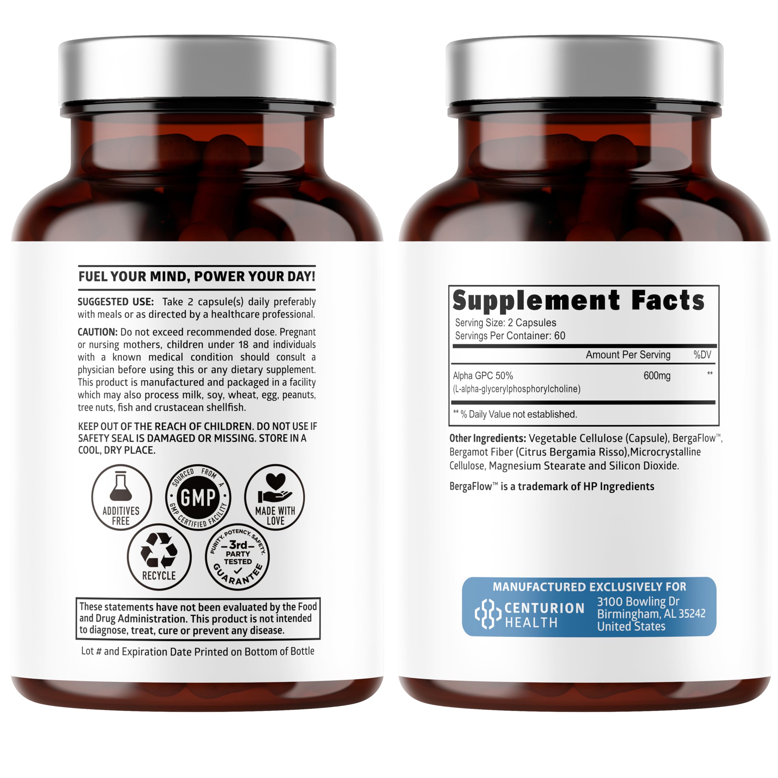 Number One Nutrition Alpha GPC capsules close-up highlighting pure choline delivery