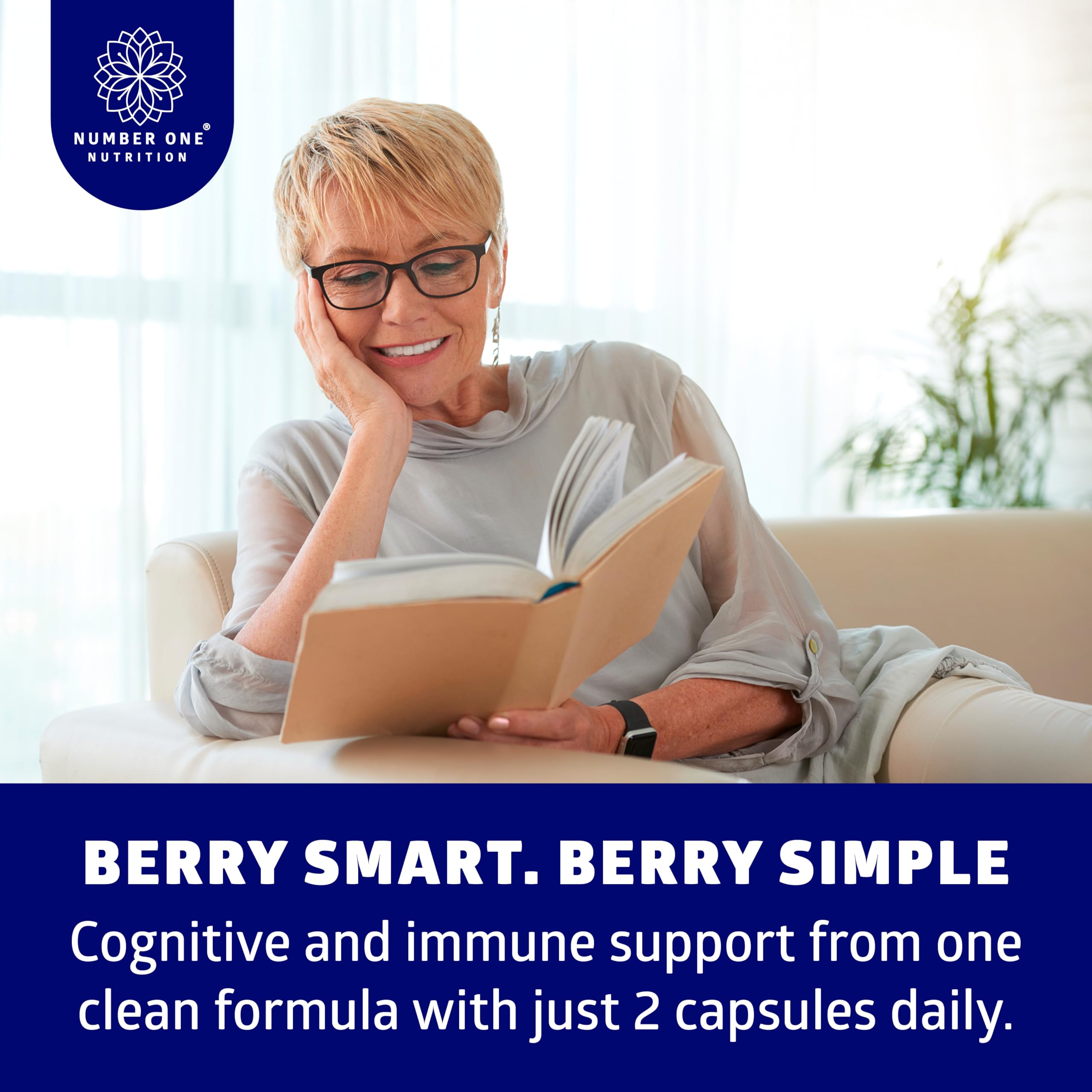 Lifestyle shot of blueberries and water suggesting easy daily consumption