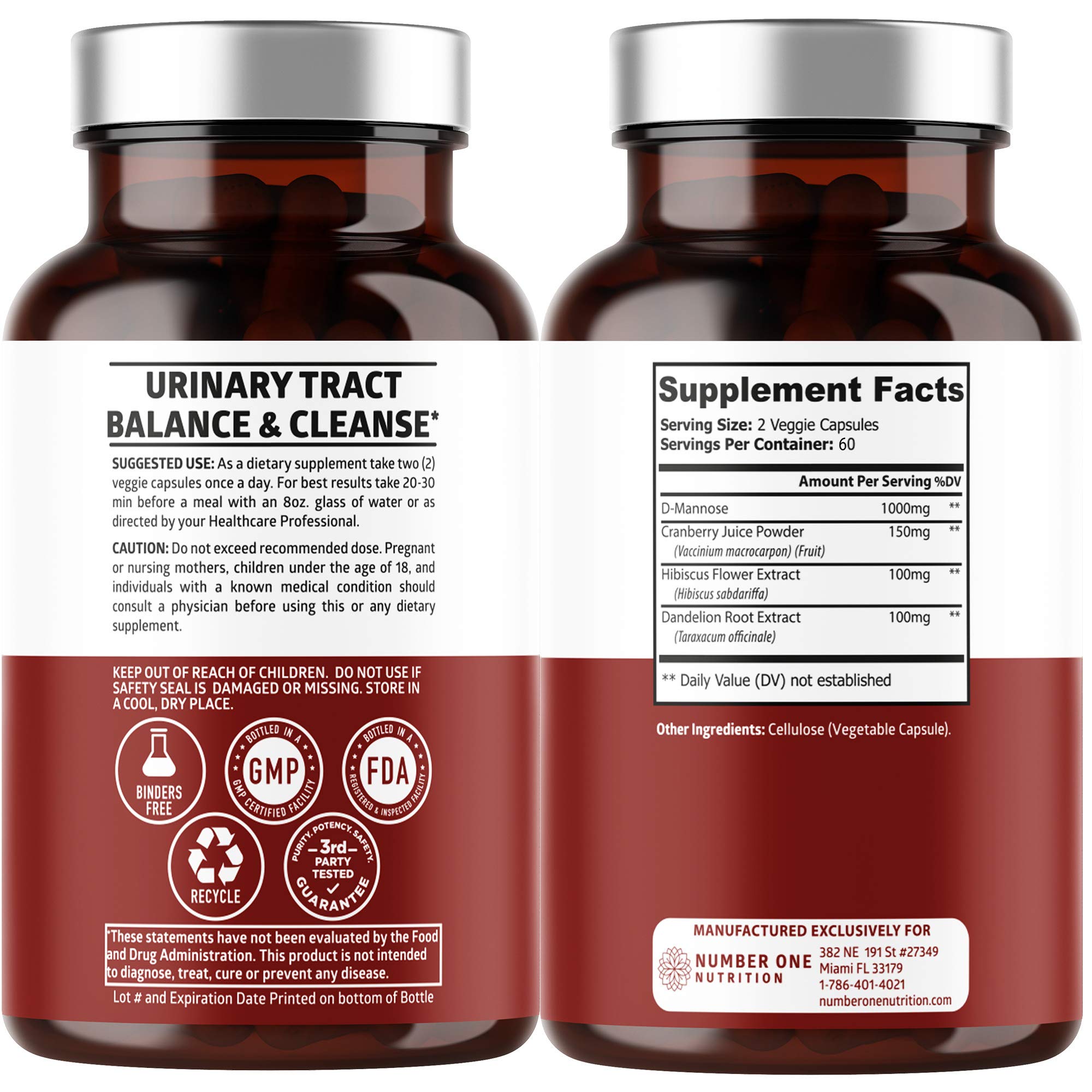 Close-up of Number One Nutrition D Mannose capsules for easy daily use
