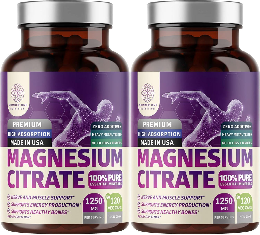 Number One Nutrition magnesium citrate 1250mg bottle ready for daily mineral support