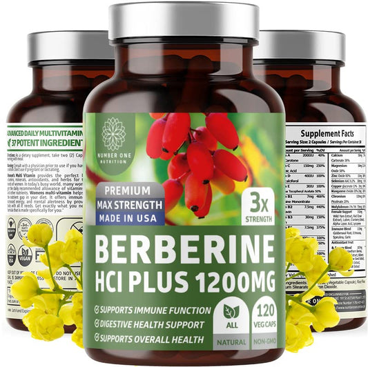 Number One Nutrition N1N Premium Berberine Plus bottle front view showing potency