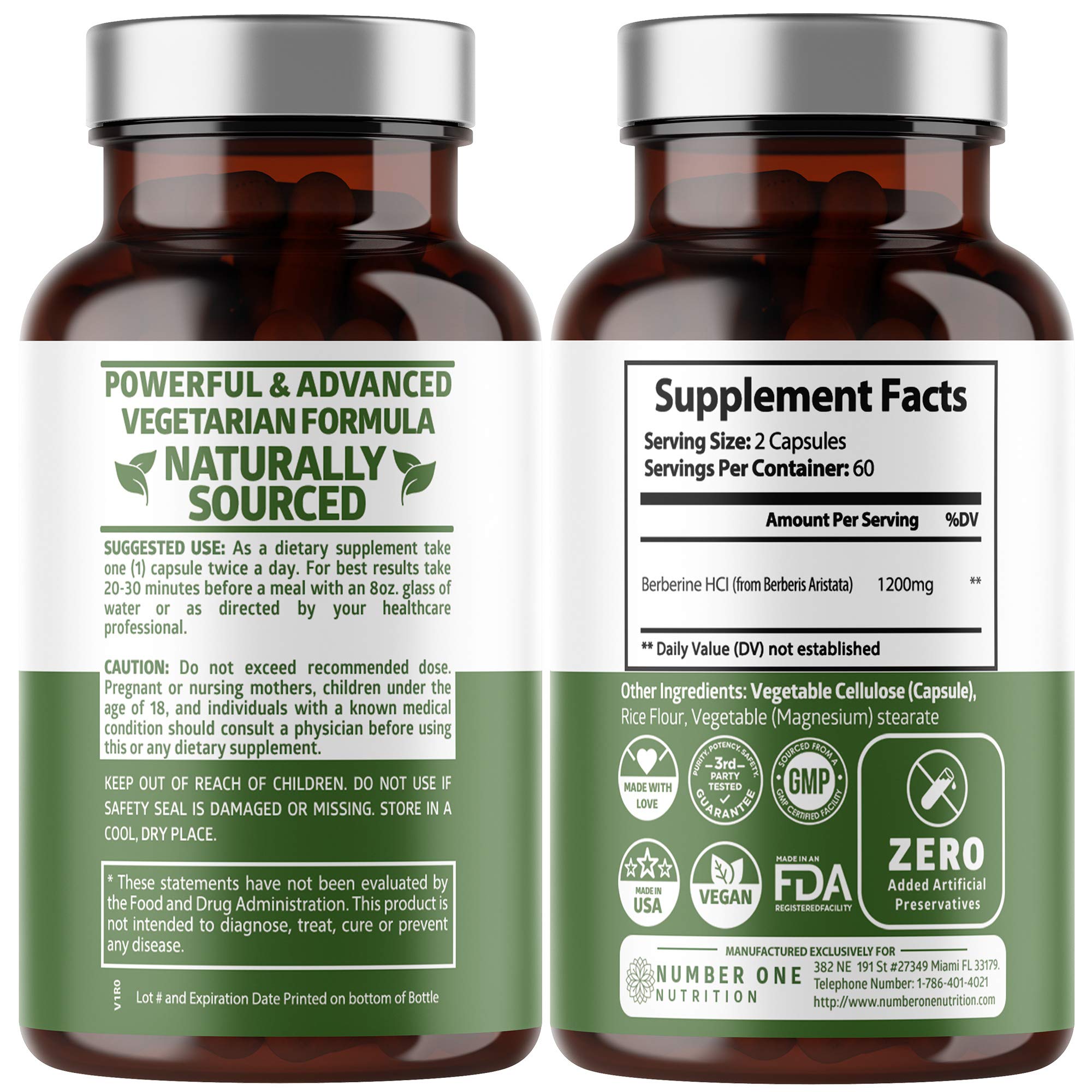 N1N Premium Berberine Plus bottle label highlights natural Berberis Aristata