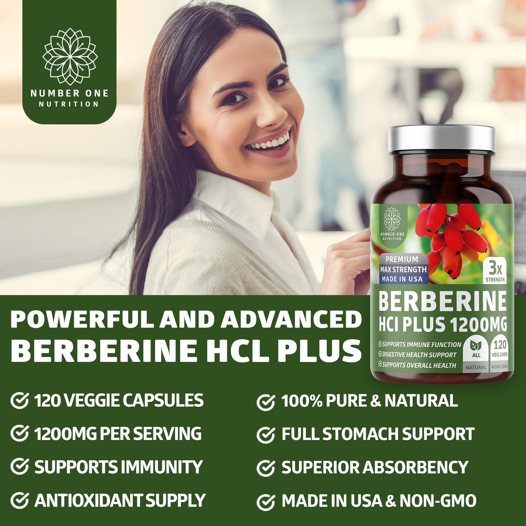 Closeup of Berberine capsules in veggie form for daily use