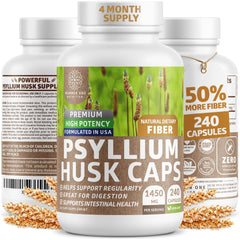 Number One Nutrition N1N Psyllium Husk Capsules bottle highlights high-potency fiber for digestive support