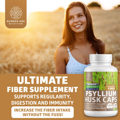 Psyllium capsules pouring from the bottle for an easy daily routine