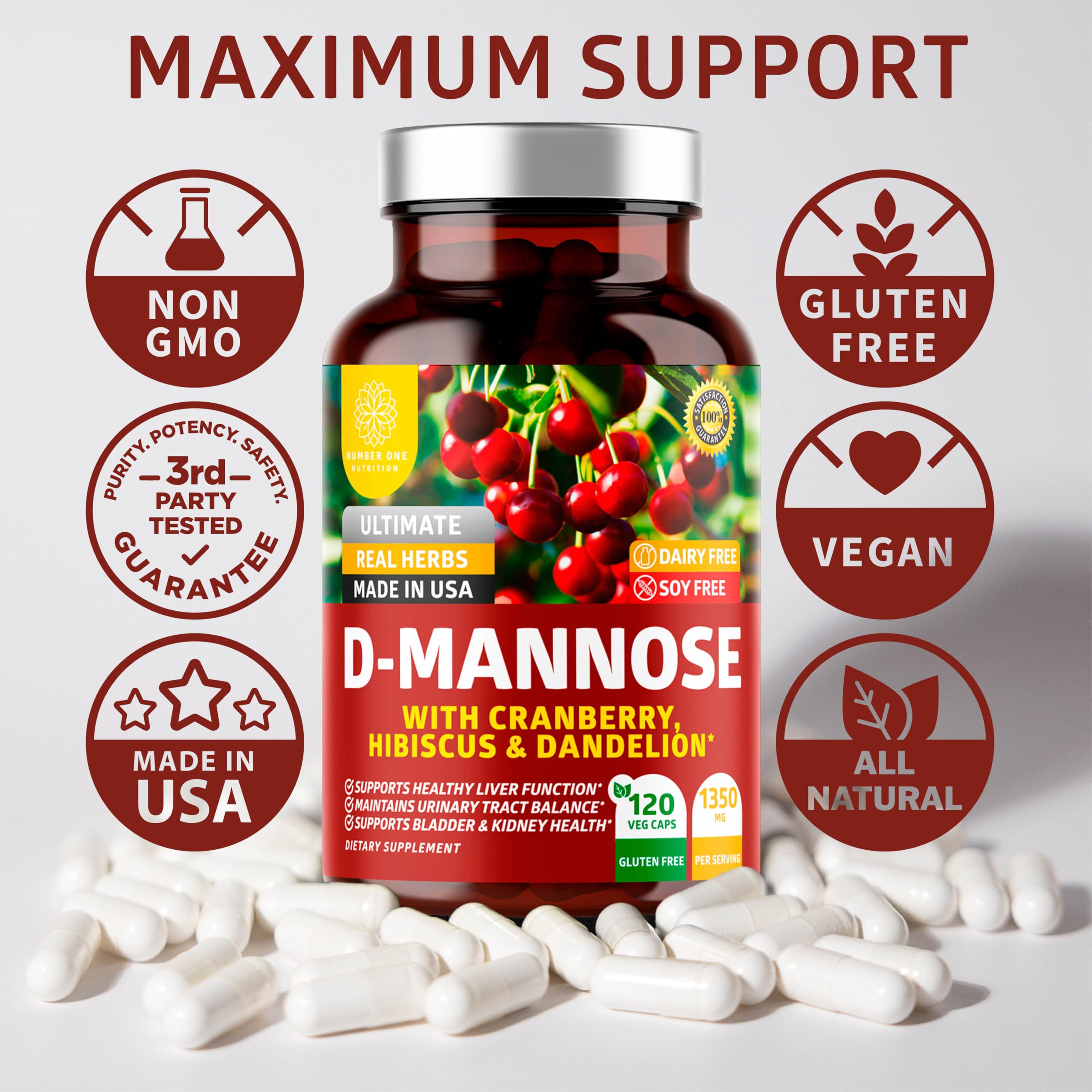 Number One Nutrition Premium D Mannose daily-use scene with a glass of water