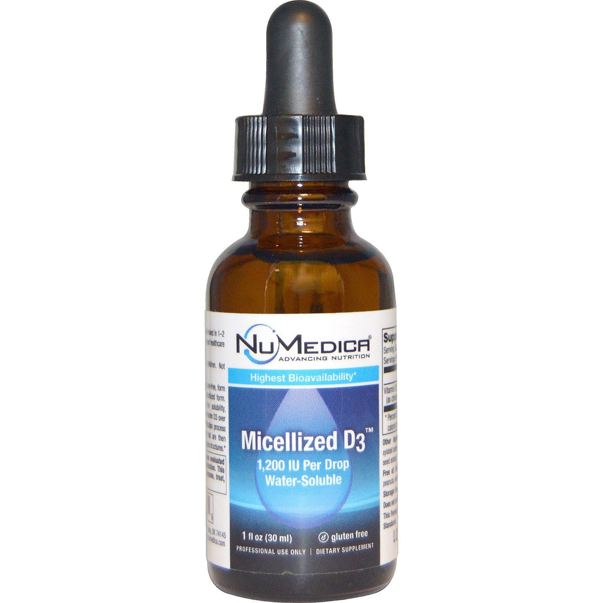 NuMedica micellized D3 1200 IU bottle for easy daily dosing.
