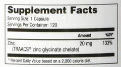 NuMedica Zinc Glycinate ingredient panel view illustrating essential minerals