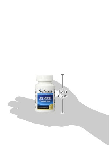 NuMedica Zinc Glycinate label close-up emphasizing chelate technology