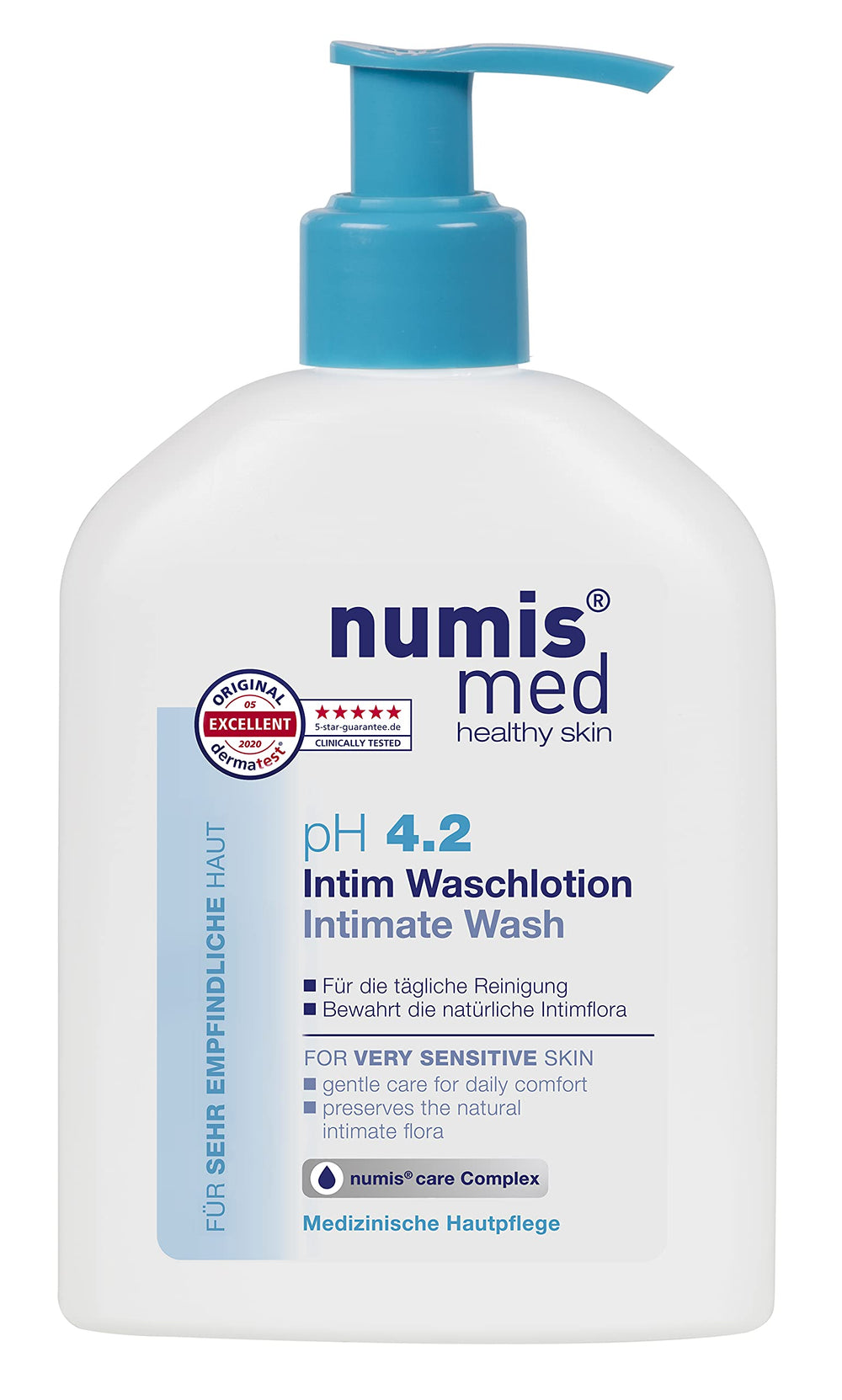 Numis Med packaging showing pregnancy-safe, dermatologist-tested intimate care.