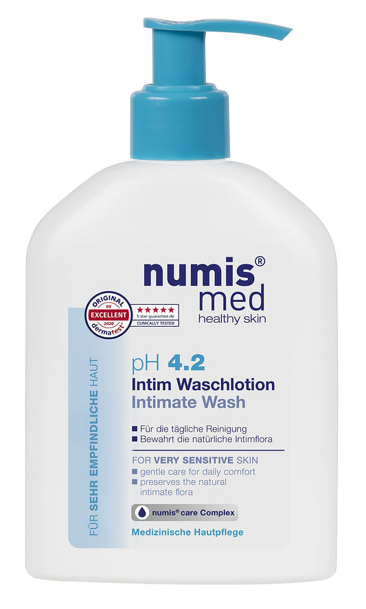 Numis Med packaging showing pregnancy-safe, dermatologist-tested intimate care.