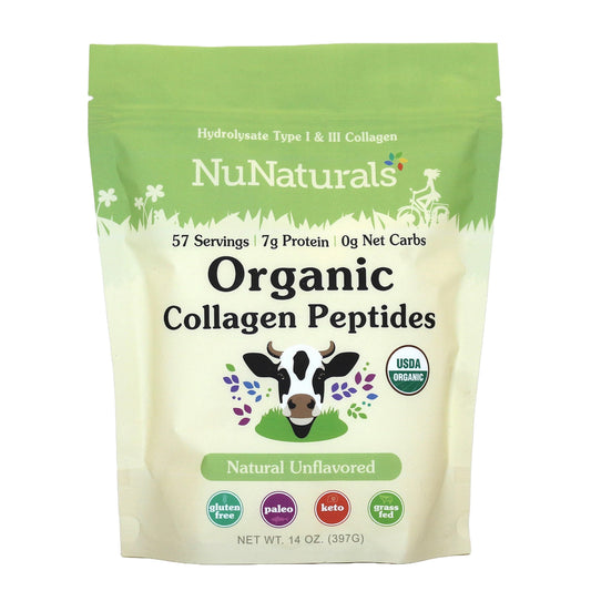 Nunaturals Organic Collagen Peptides bottle for everyday protein use.