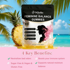 Nuora Balance Pineapple Gummies close-up, showcasing a tasty daily probiotic routine.