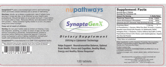 Close up of SynaptaGenX tablets highlighting precise dosing for mindful energy