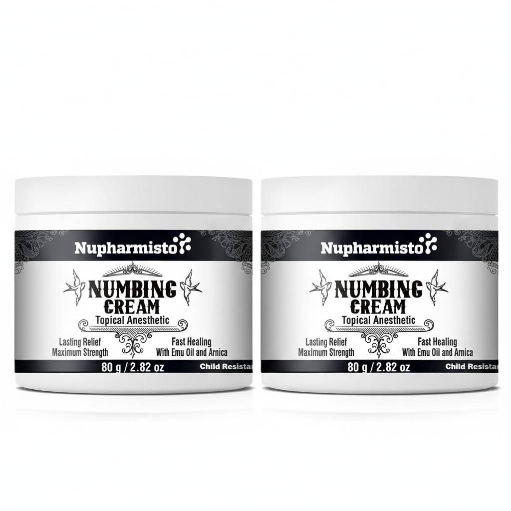 Nupharmisto 2-pack numbing cream front label shows branding and strength