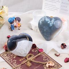 Nupuyai natural agate heart stone shows vibrant swirls for unique energy and focus.
