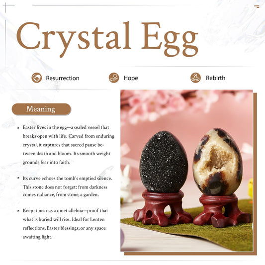 Nupuyai crystal drusy egg with base enhances mantel decor