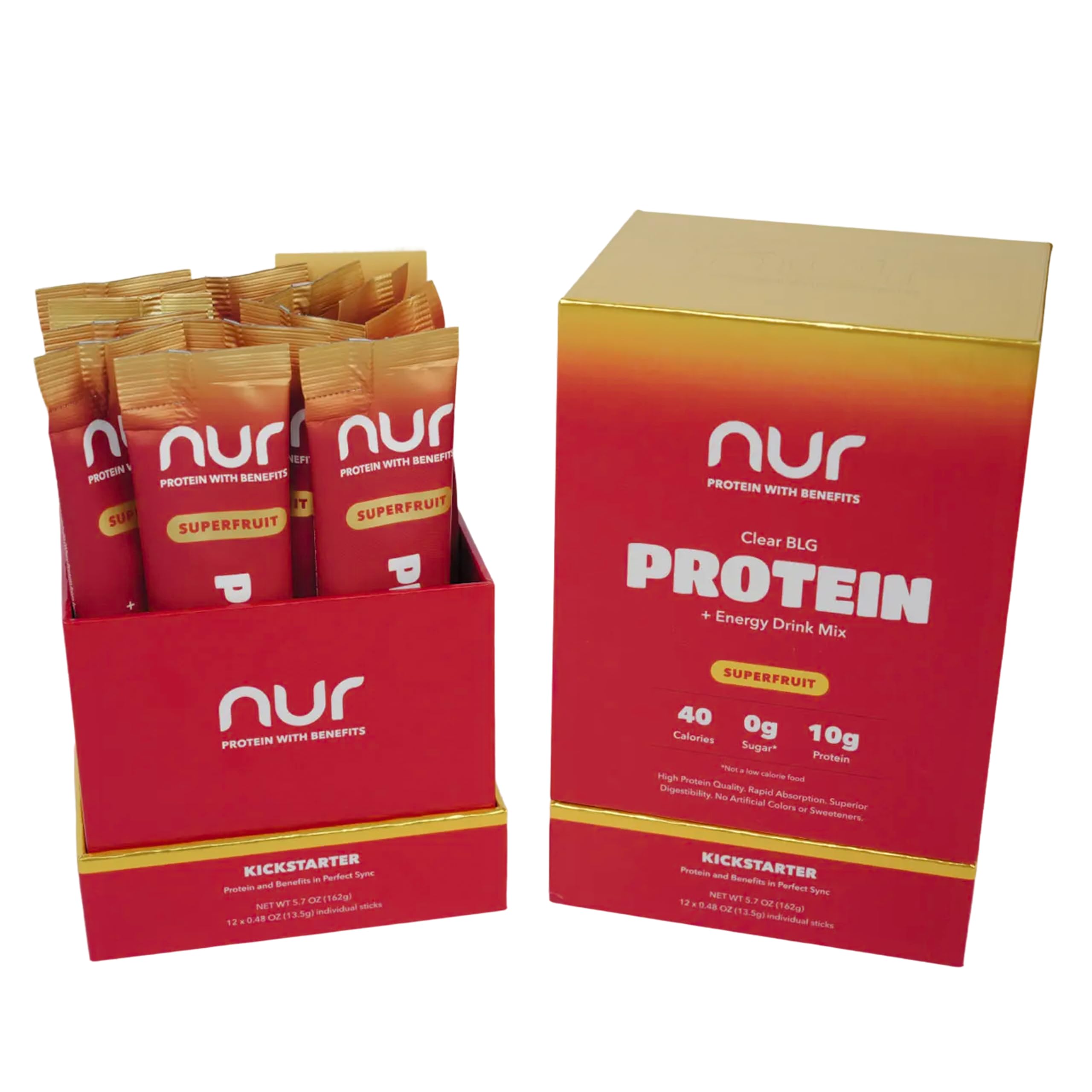 NUR clear whey drink-stick pack for on-the-go protein and energy.