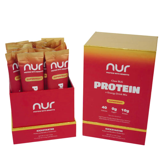NUR clear whey drink-stick pack for on-the-go protein and energy.
