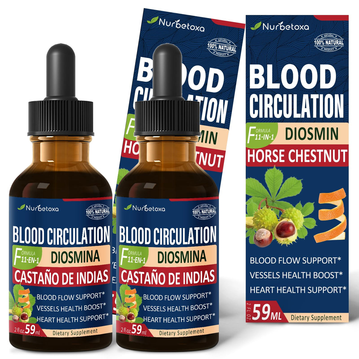 Nurbetoxa Blood Circulation Drops bottle for easy daily use supporting healthy circulation.