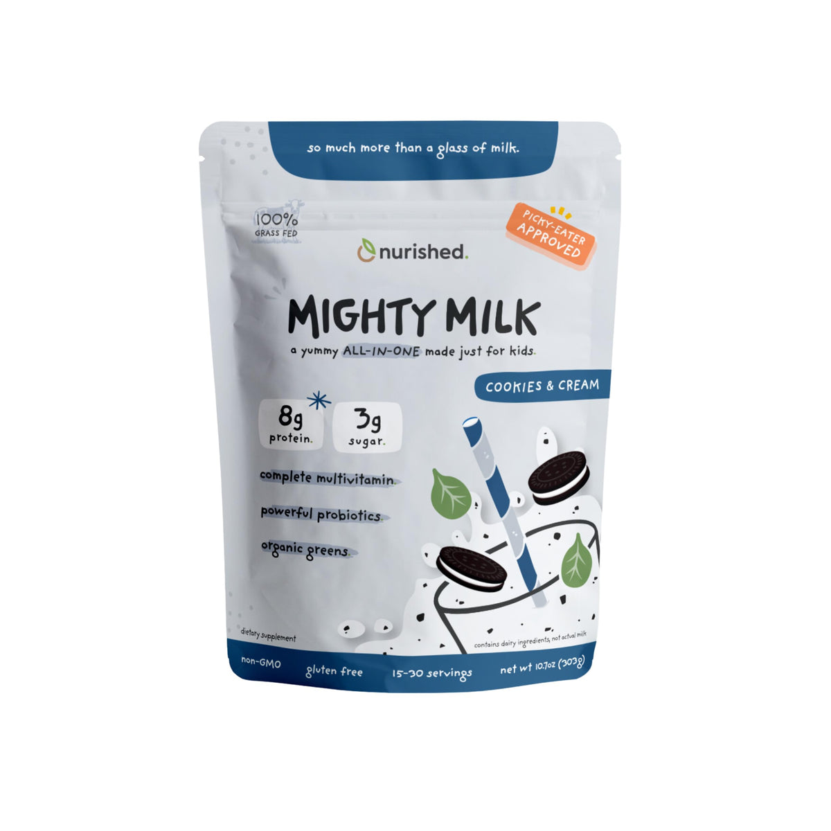 Nurished Cookies & Cream Mighty Milk bottle ready for daily nutrition
