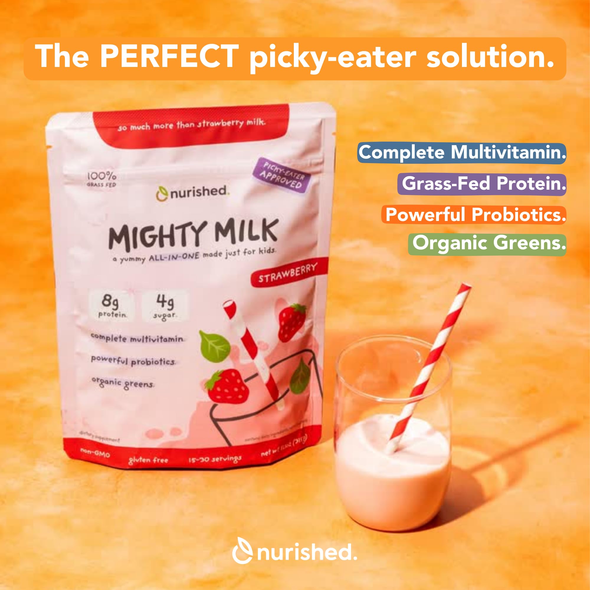 Glass of Nurished Mighty Strawberry Milk after school, a tasty post-activity refreshment.