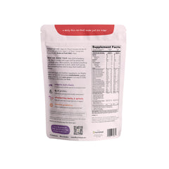 Nurished Mighty Strawberry Milk tub side highlights 8g protein per serving for growing kids.