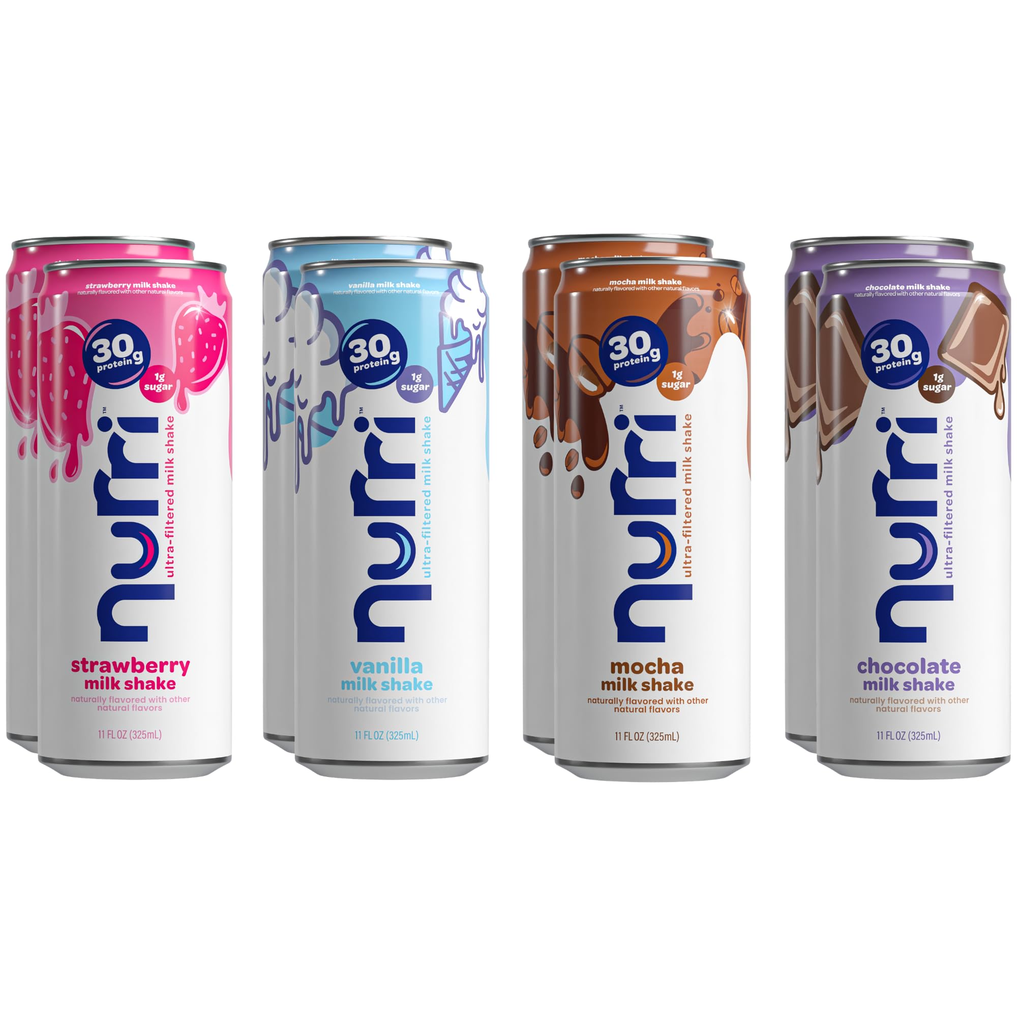 Nurri Ultra Filtered Milk Shake can front shows 30g protein per serving.