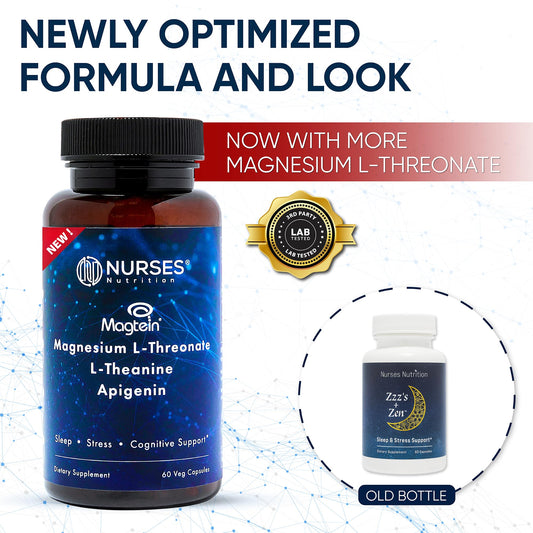 Nurses Nutrition Magnesium Sleep Stack capsules close-up highlights easy-to-swallow form for sleep support.