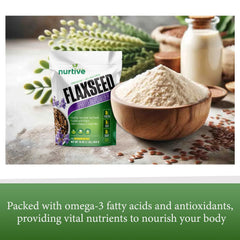 NURTIVE measuring cup ready for daily flaxseed protein portioning