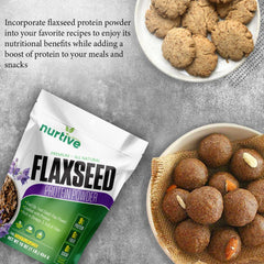 NURTIVE flaxseed protein powder blended into a creamy smoothie