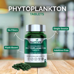 NURTIVE Nannochloropsis tablets close-up showing 250 mg tablet dose