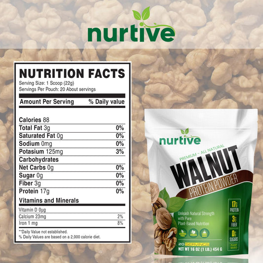 NURTIVE Walnut Protein Powder scoop for convenient daily servings