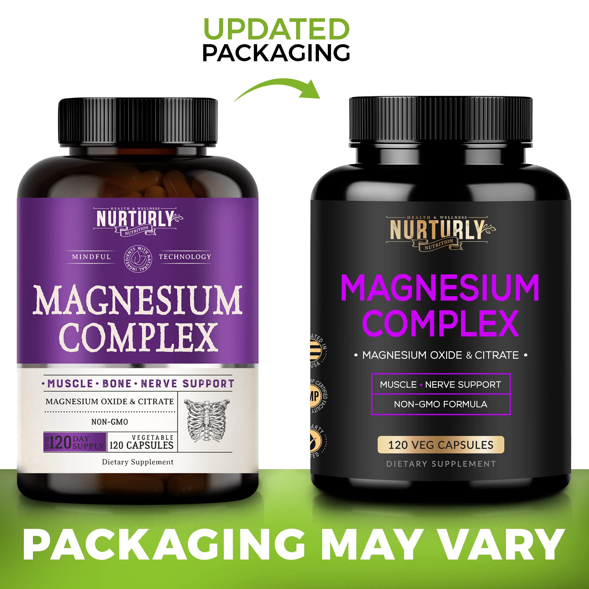 NURTURLY magnesium capsules proudly manufactured in the USA in an NSF facility
