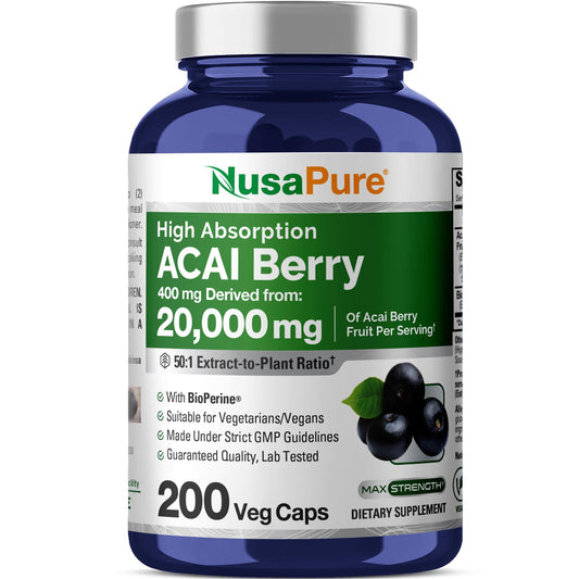 NusaPure Acai Berry 50:1 extract bottle, daily antioxidant-support option