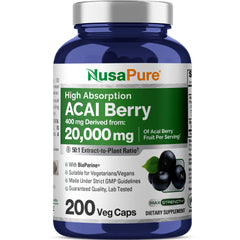 NusaPure Acai Berry 50:1 extract bottle, daily antioxidant-support option