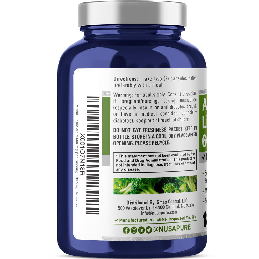 Label closeup displays 600 mg per serving and non-GMO details
