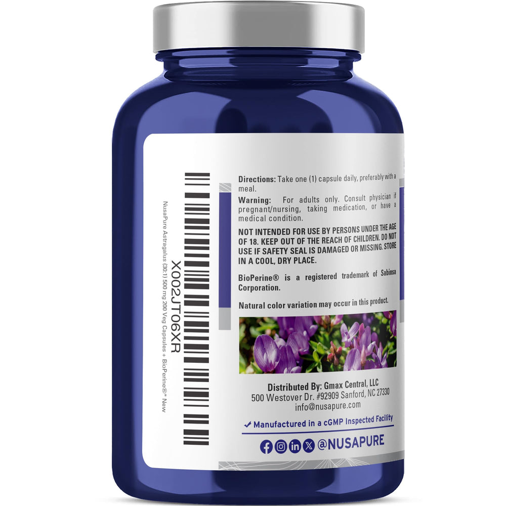 Label close-up showing 30:1 extract and 200-capsule value