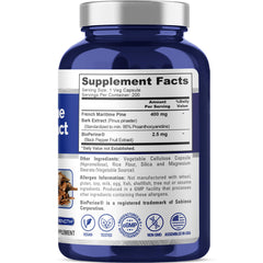 Close-up of NusaPure pine bark capsules with Bioperine for potential absorption support